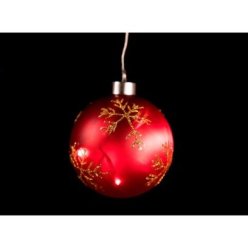 Bola Navidad LED cristal roja con estrellas (1und) F.BRIGHT LED