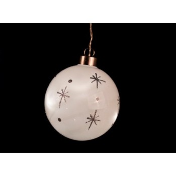 Bola Navidad LED cristal blanca con estrellas (1und) F.BRIGHT LED