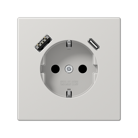 Enchufe SCHUKO® + TAPA c/ USB-AC LS gris cl LS1520-15CALG