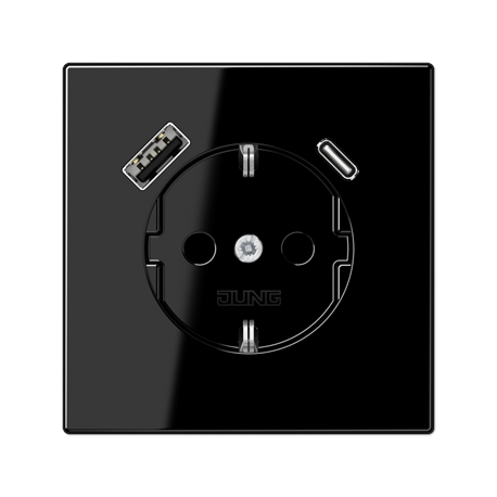 Enchufe SCHUKO® + TAPA c/ USB-AC LS negro LS1520-15CASW