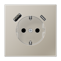 Enchufe SCHUKO® + TAPA c/ USB-AC LS acero ES1520-15CA-L