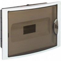 Caja de distribucion de empotrar de 14 elementos 320x233x75mm marco blanco y puerta fume 5012PF. SOLERA